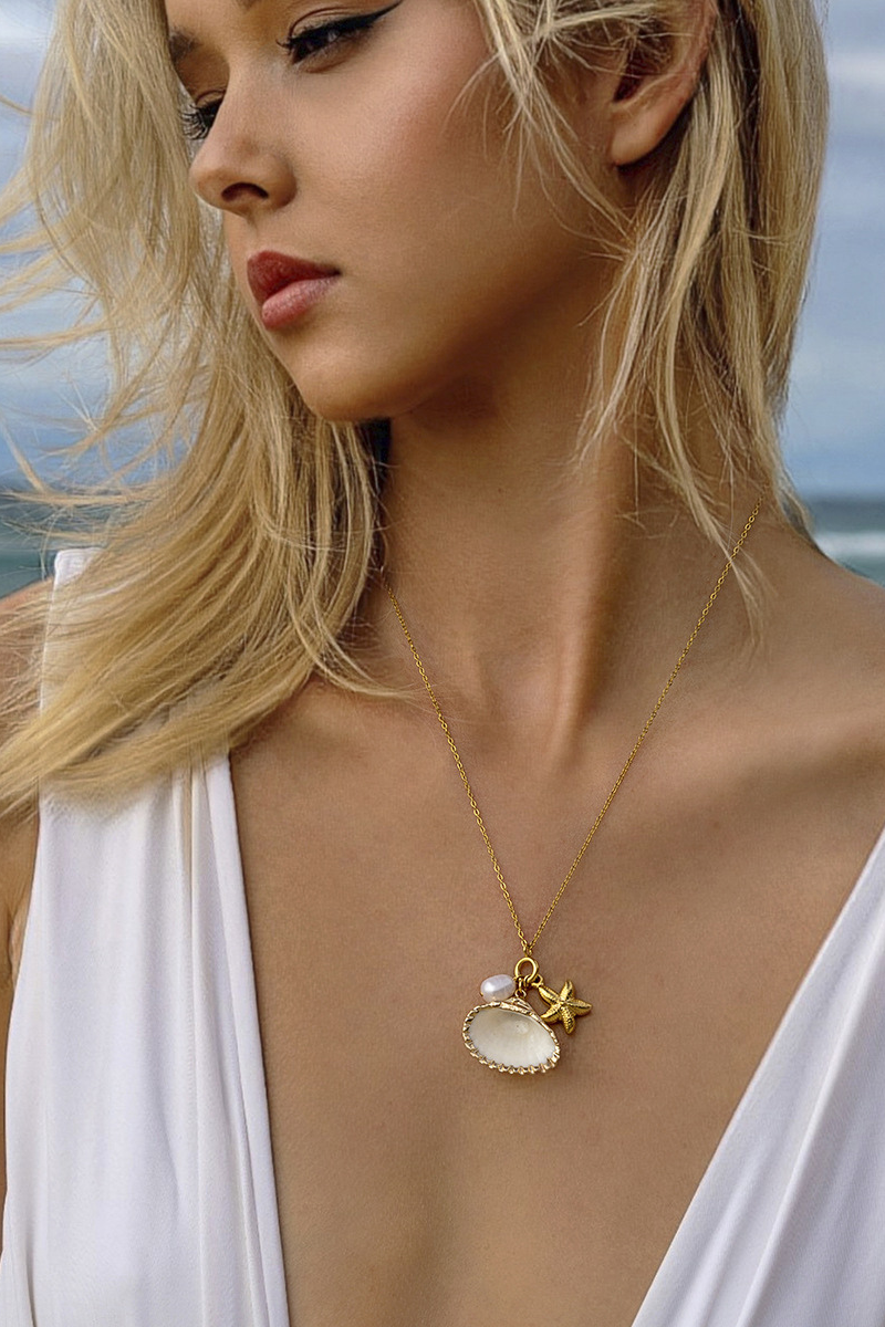 Flavie Shell Starfish Pearl Halsband