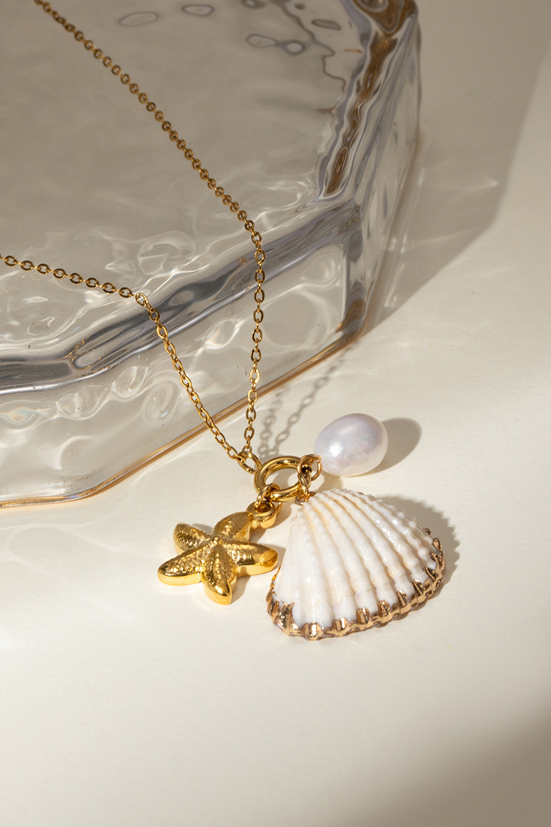 Flavie Shell Zeester Parel Ketting