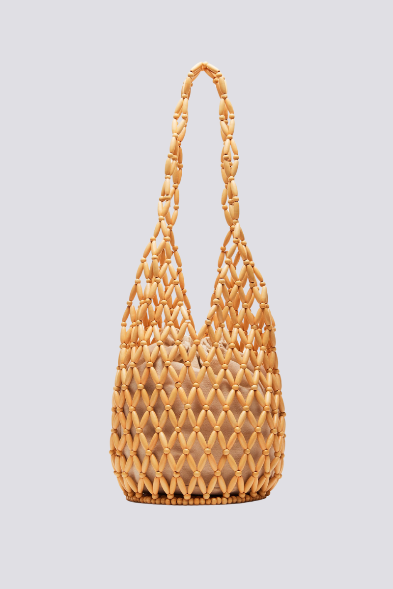 Bolso de hombro con cuentas de madera huecas Georgina