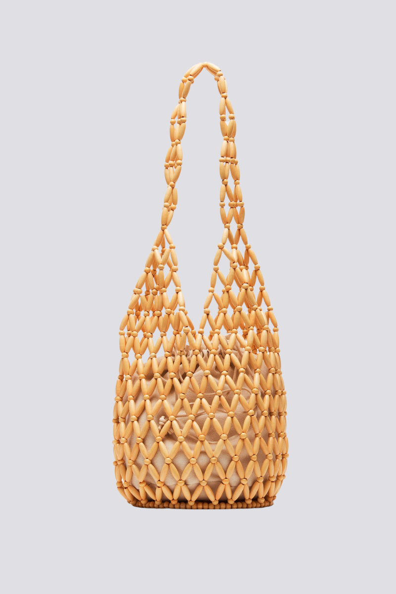 Bolso de hombro con cuentas de madera huecas Georgina