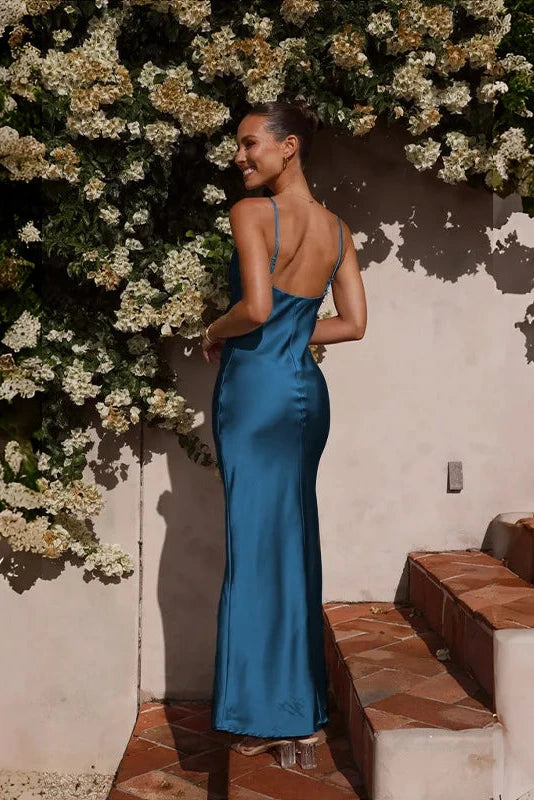 Vestido longo Willow - Azul marinho