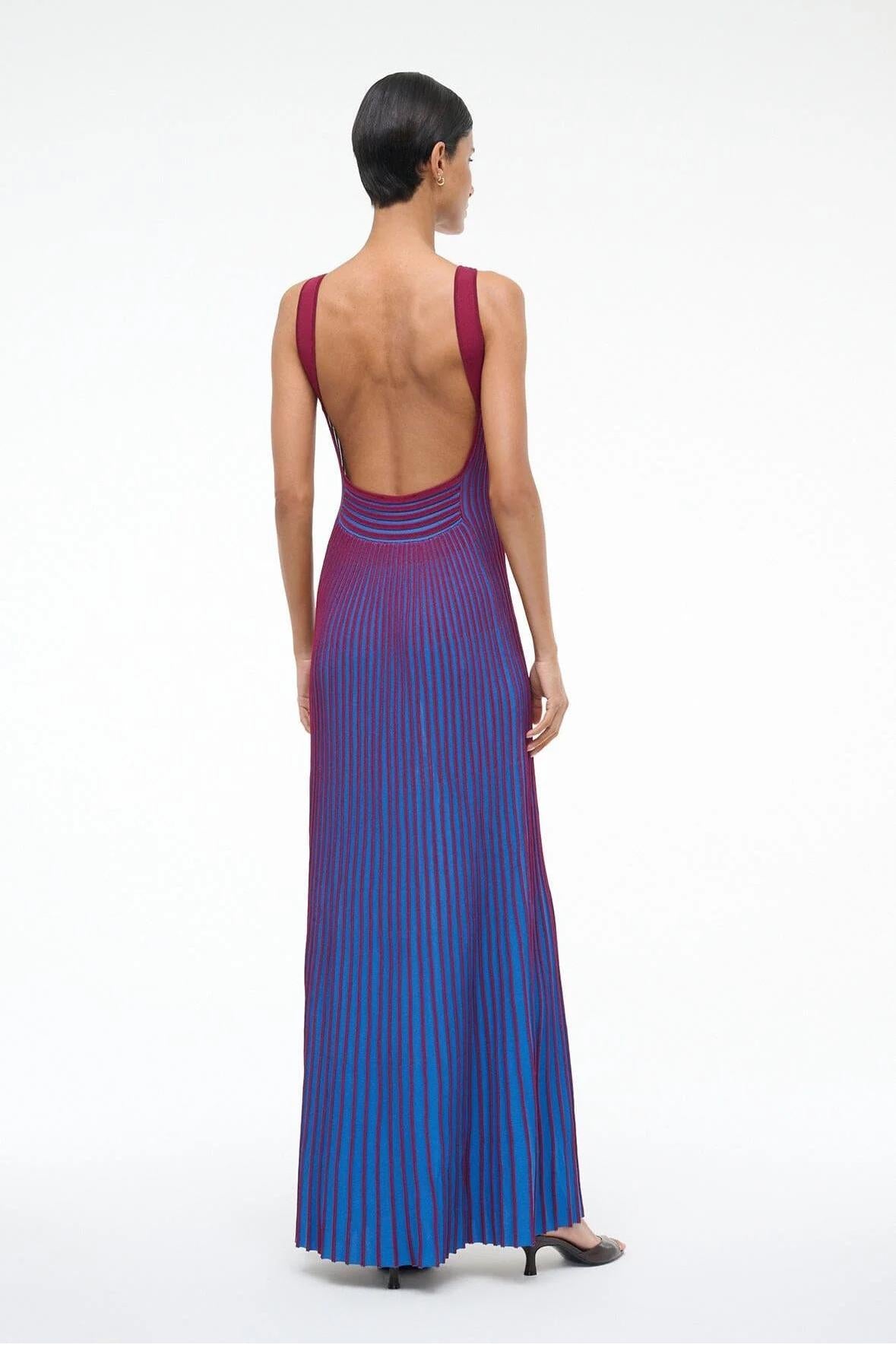 V - Neck Ribbed Knit Maxi Dress