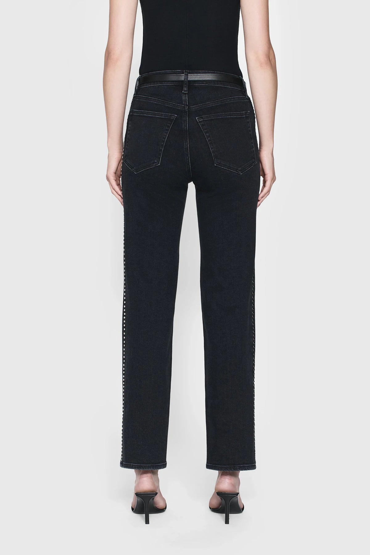 Silberne Nieten Super-Stretch Jeans