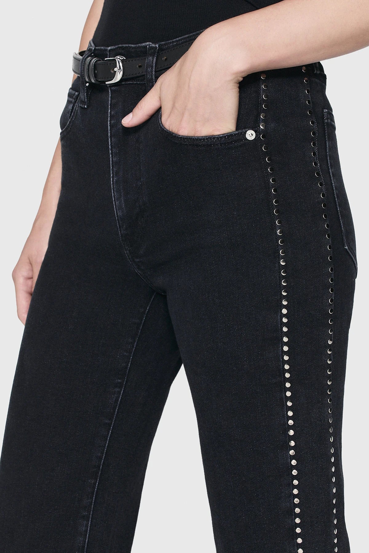 Silberne Nieten Super-Stretch Jeans