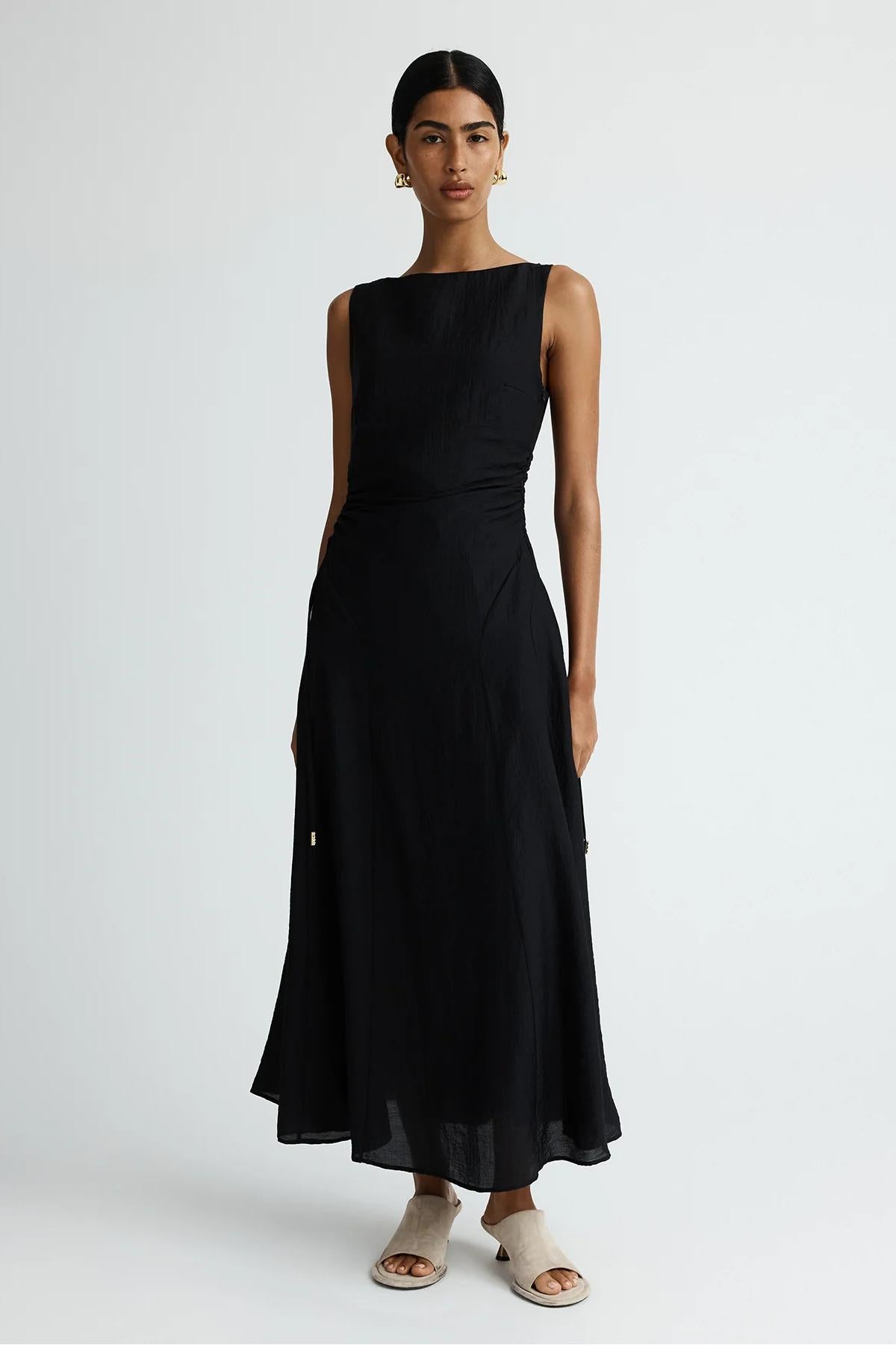 Minimalist Black Sleeveless Maxi Dress