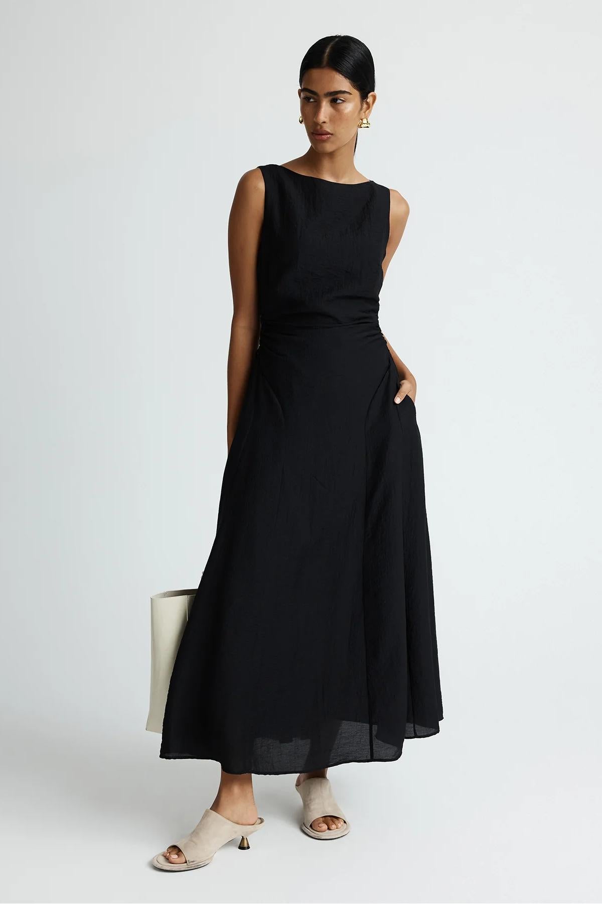 Minimalist Black Sleeveless Maxi Dress