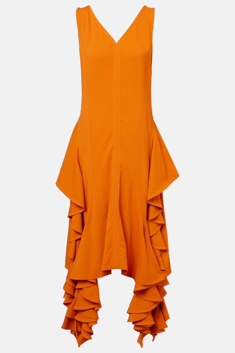 Asymmetric Ruffled Midi Dress