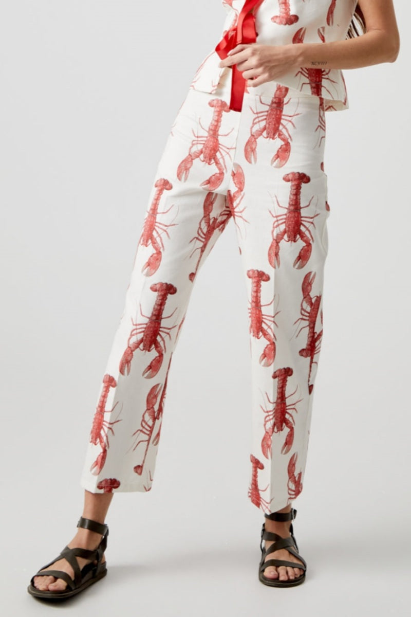 Conjunto de pantalones rectos con estampado de langosta