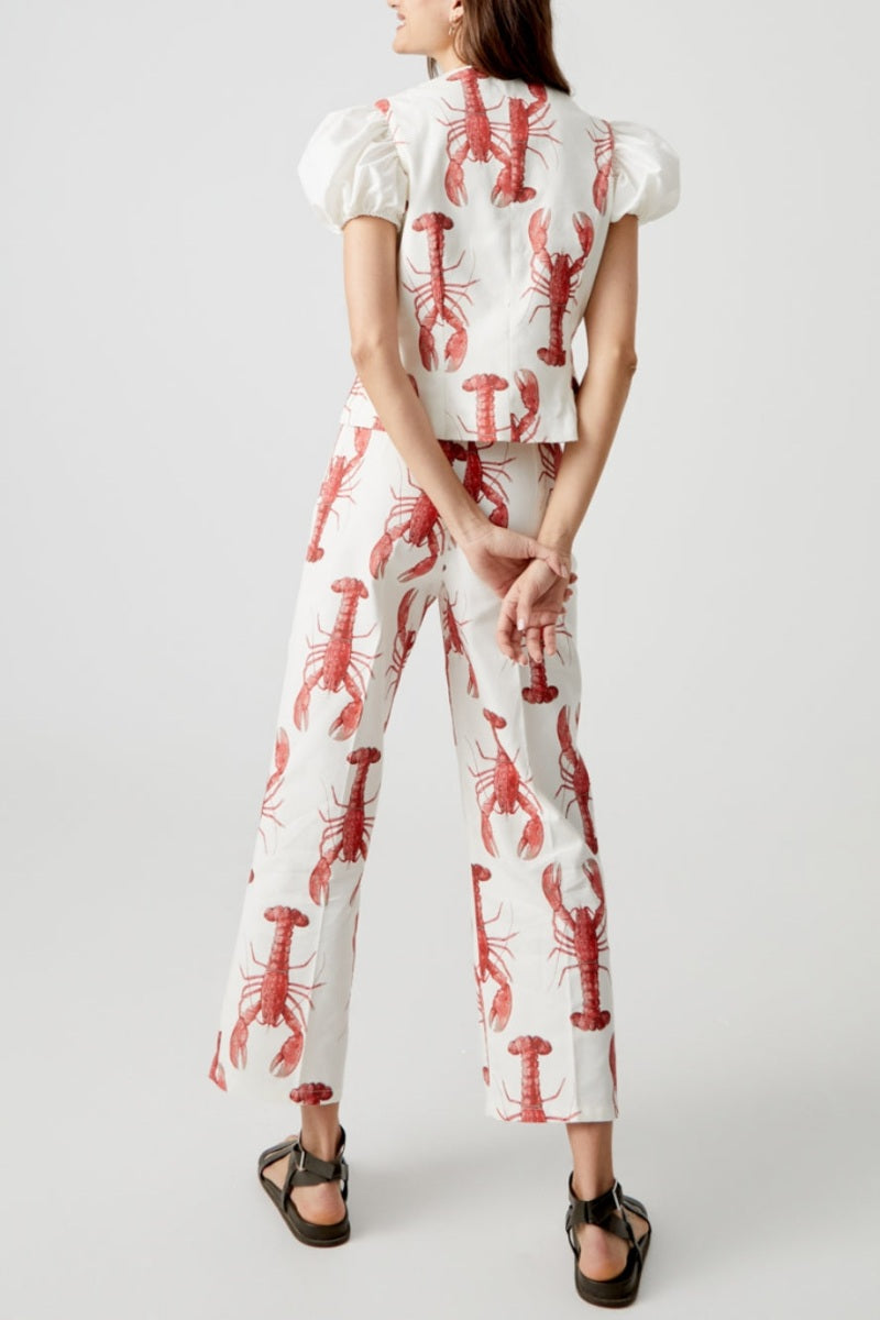 Gerade geschnittenes Hosen-Set mit Hummer-Print