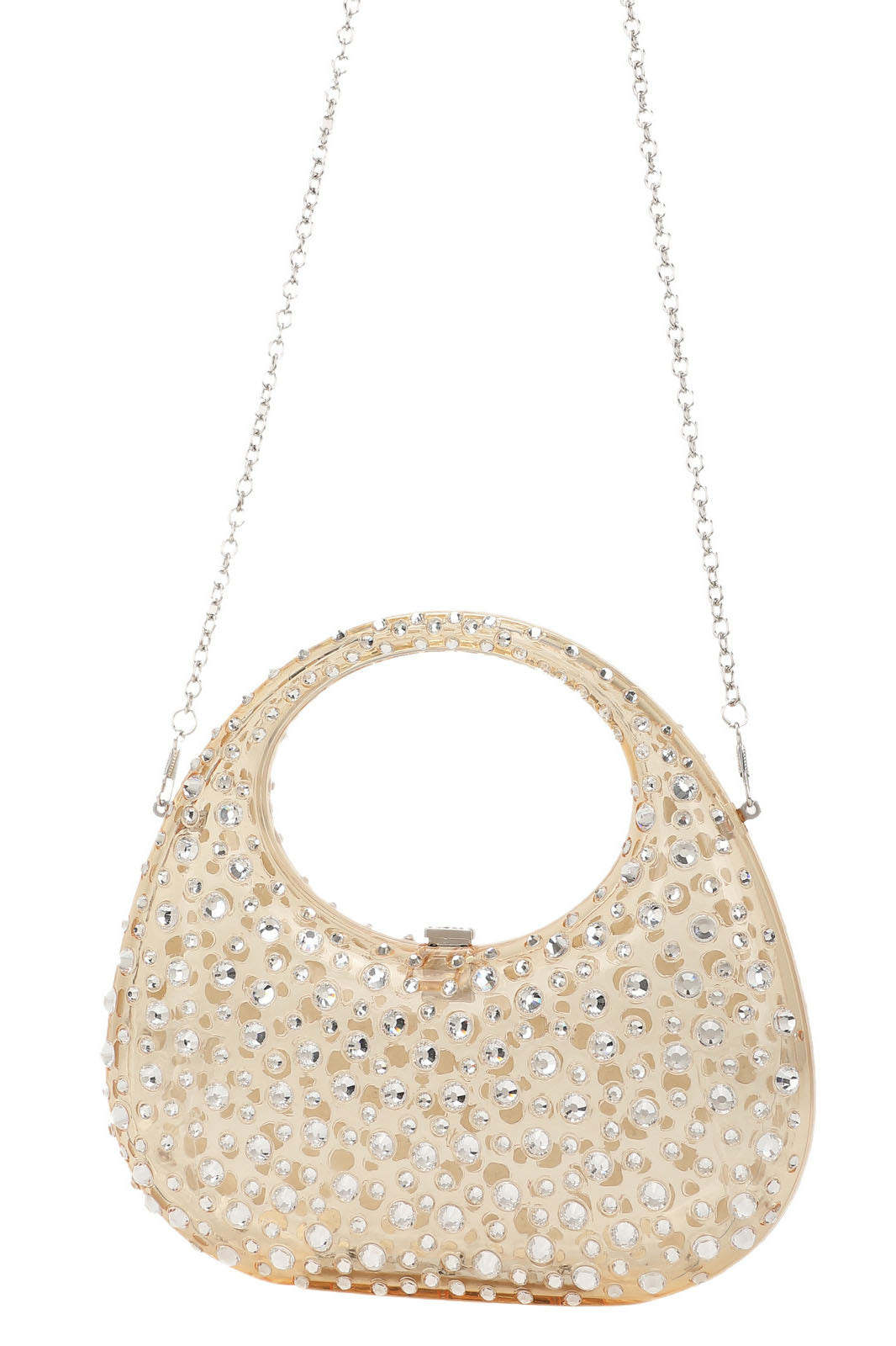 Borsa a mano in acrilico decorata con diamanti