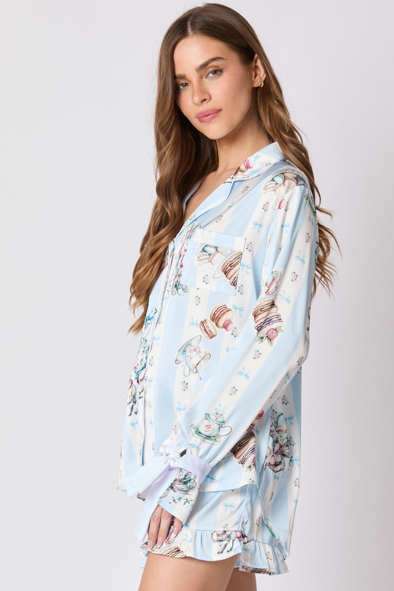 Tea Party Print Bow Tie Pyjama Set