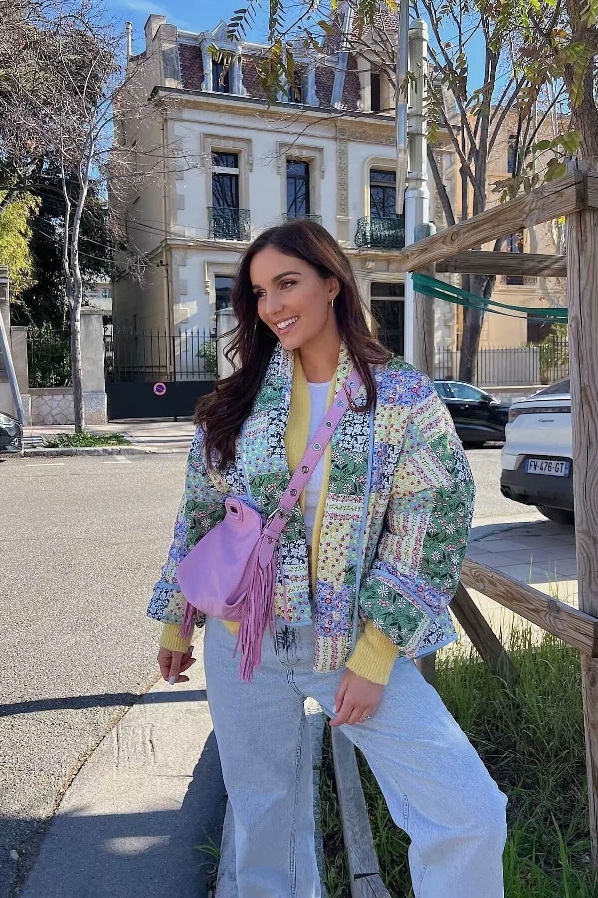 Chaqueta de algodón con estampado floral