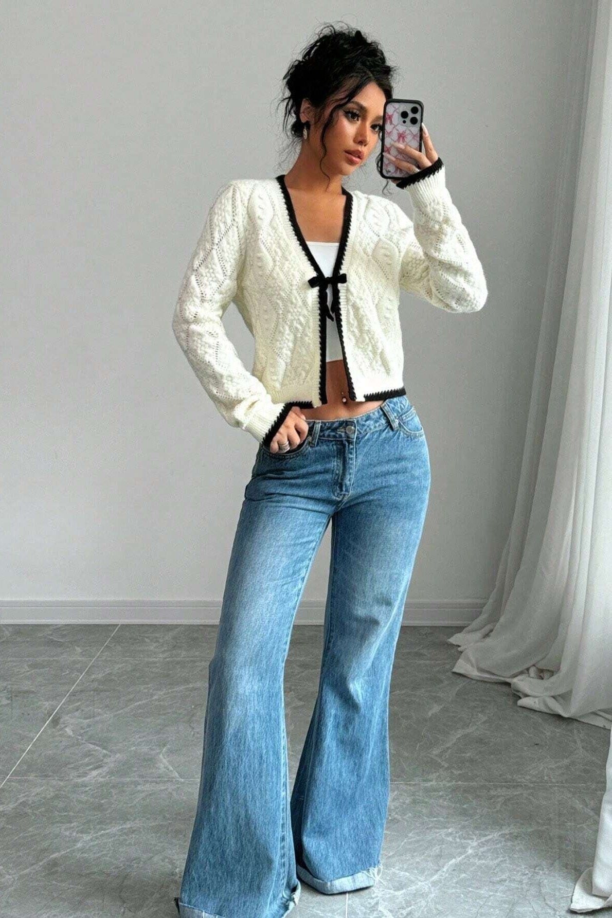 Cardigan Sexy com Decote em V