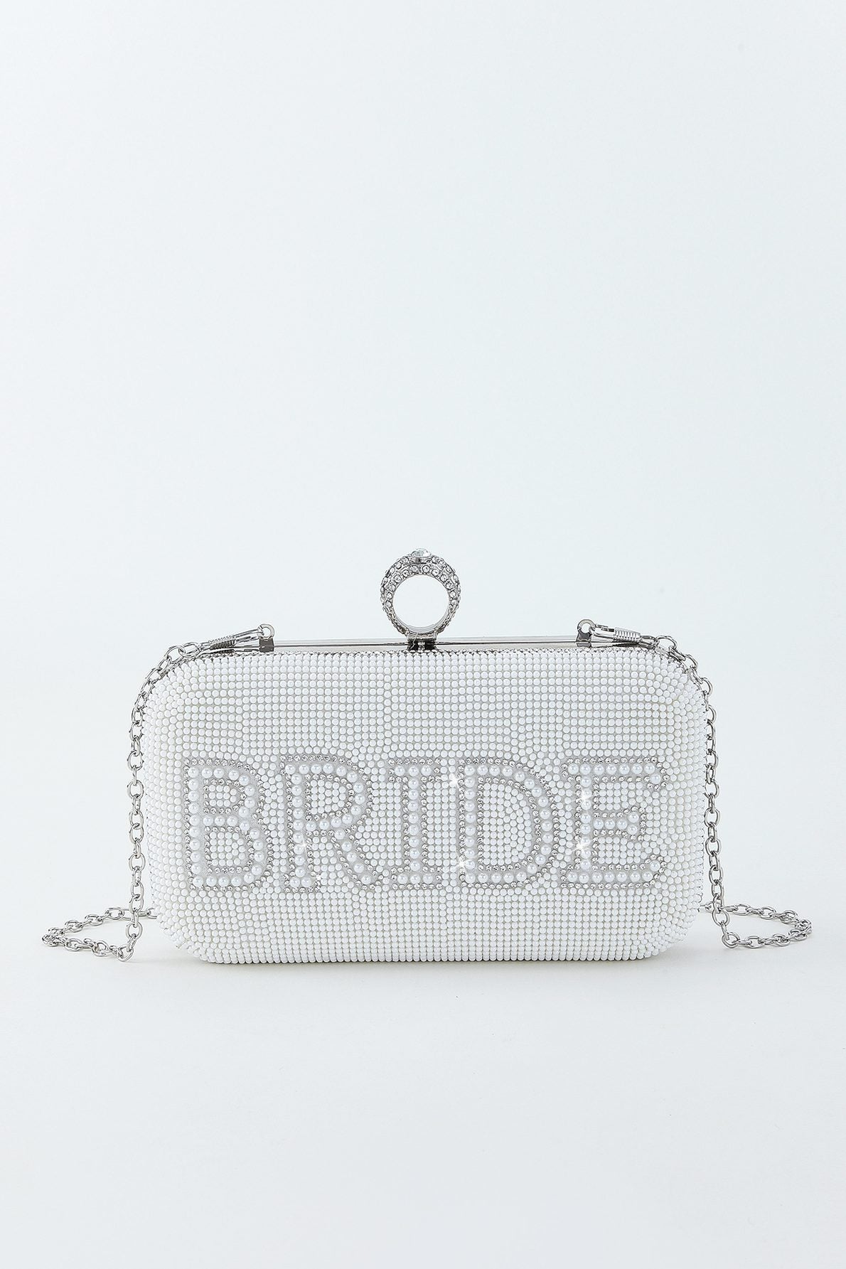 Pochette con paillettes Bride To Be - Bianco/Argento