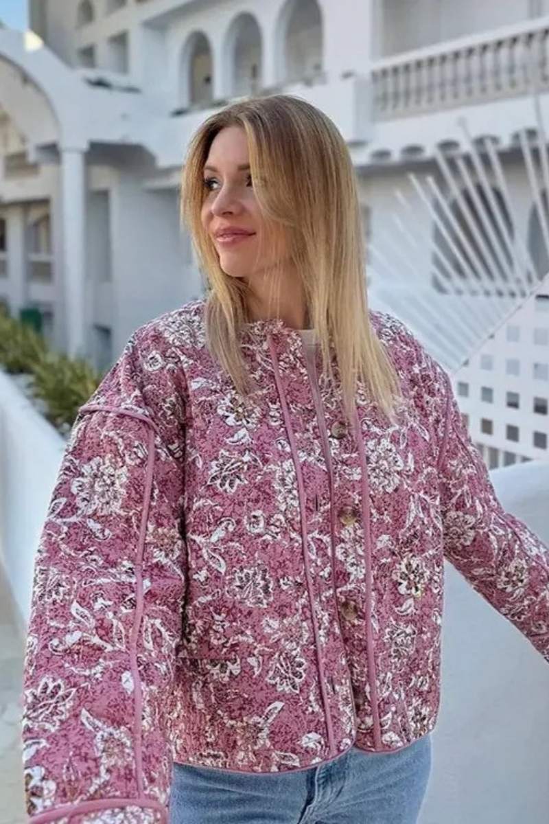 Chaqueta acolchada vintage con estampado floral