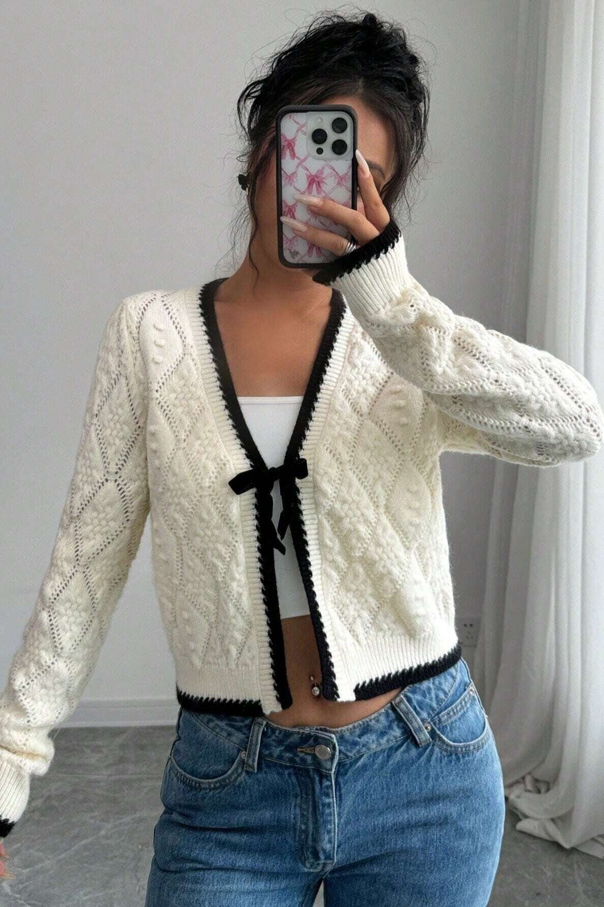 Sexy Strickjacke mit V-Ausschnitt