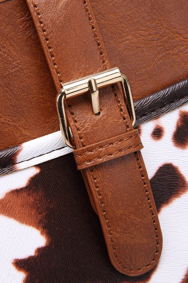 Τσάντα χιαστί με στάμπα Western Cowboy Style Brown Cow print