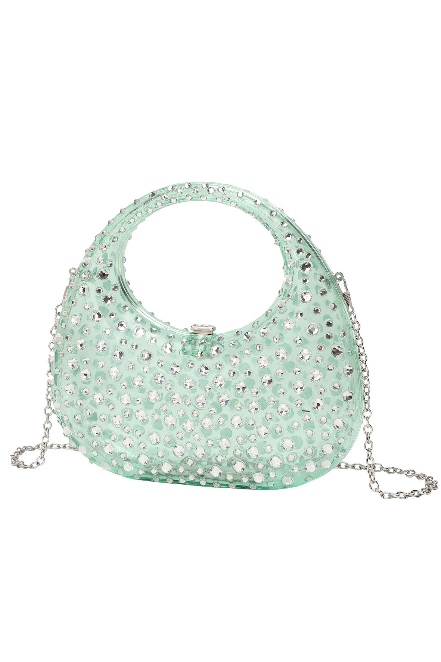 Borsa a mano in acrilico decorata con diamanti