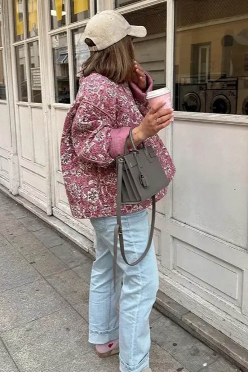 Veste matelassée à motif floral vintage