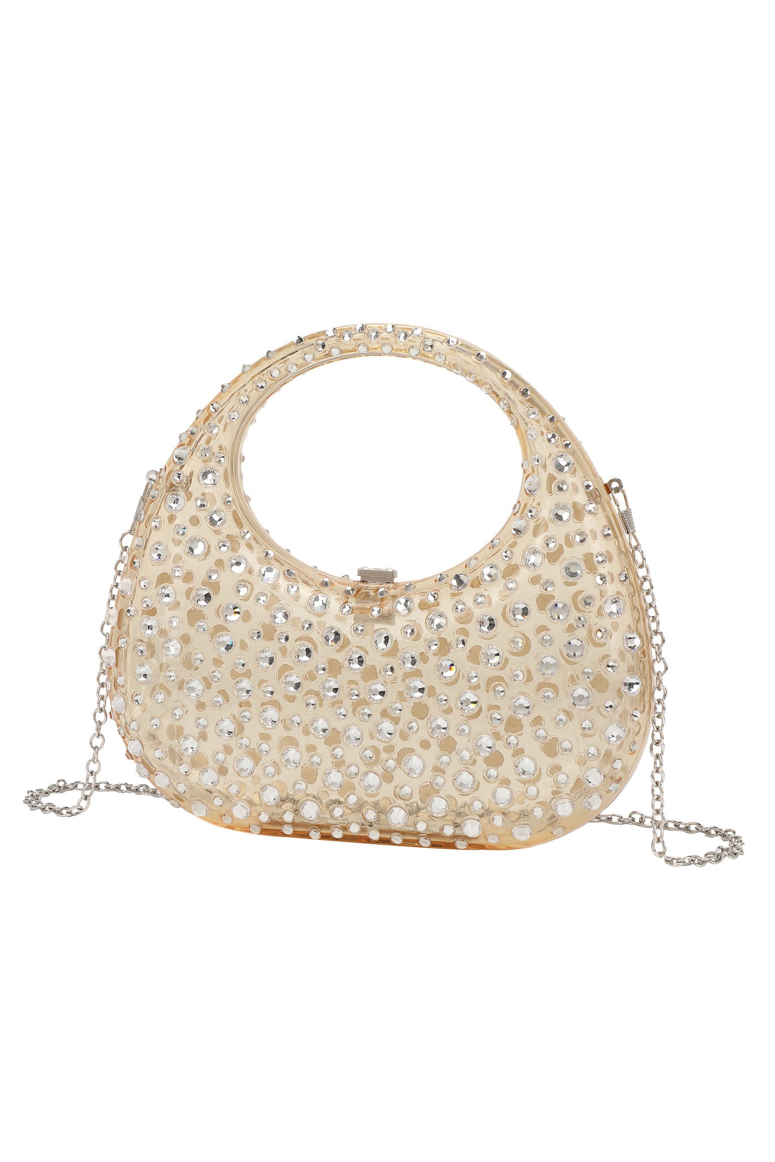 Borsa a mano in acrilico decorata con diamanti