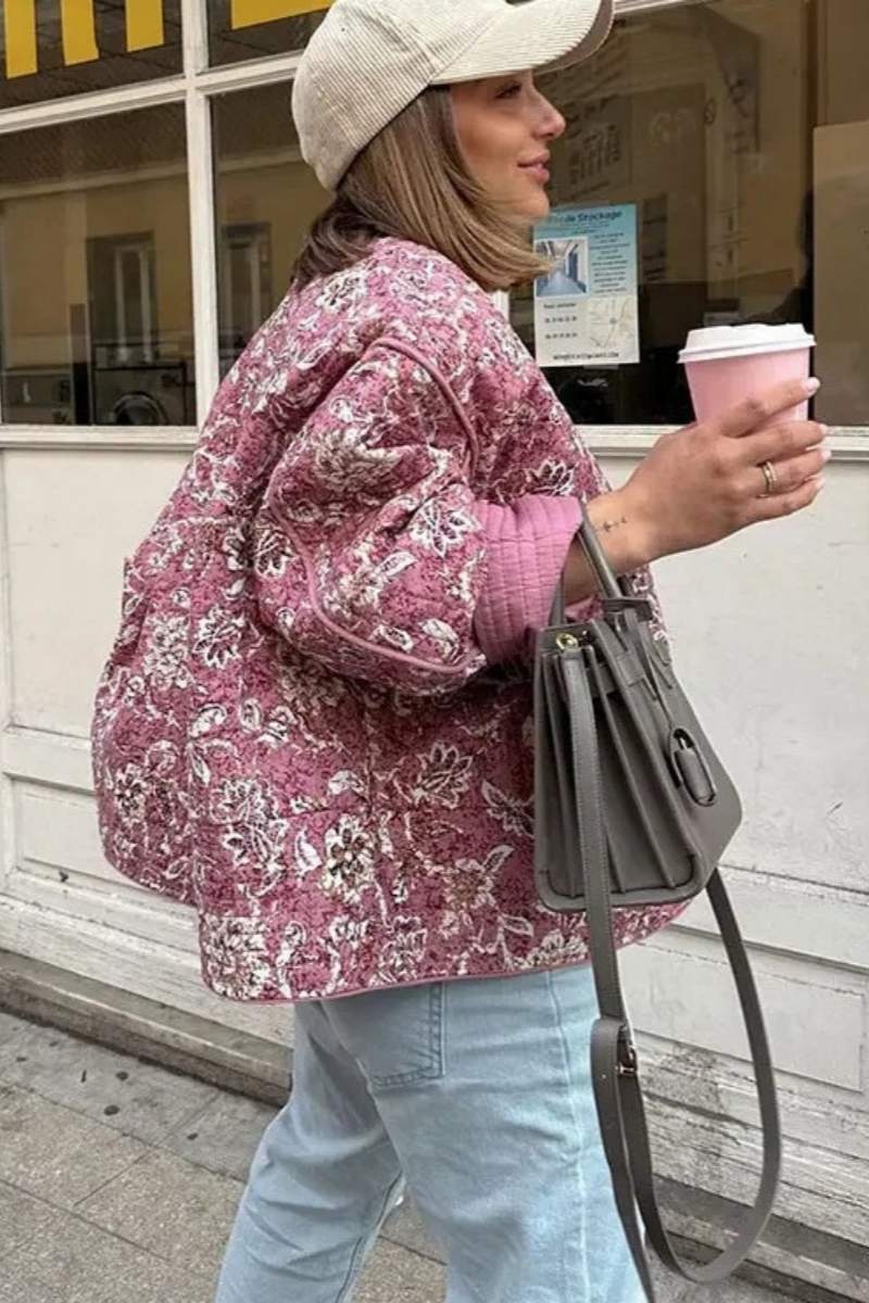 Veste matelassée à motif floral vintage