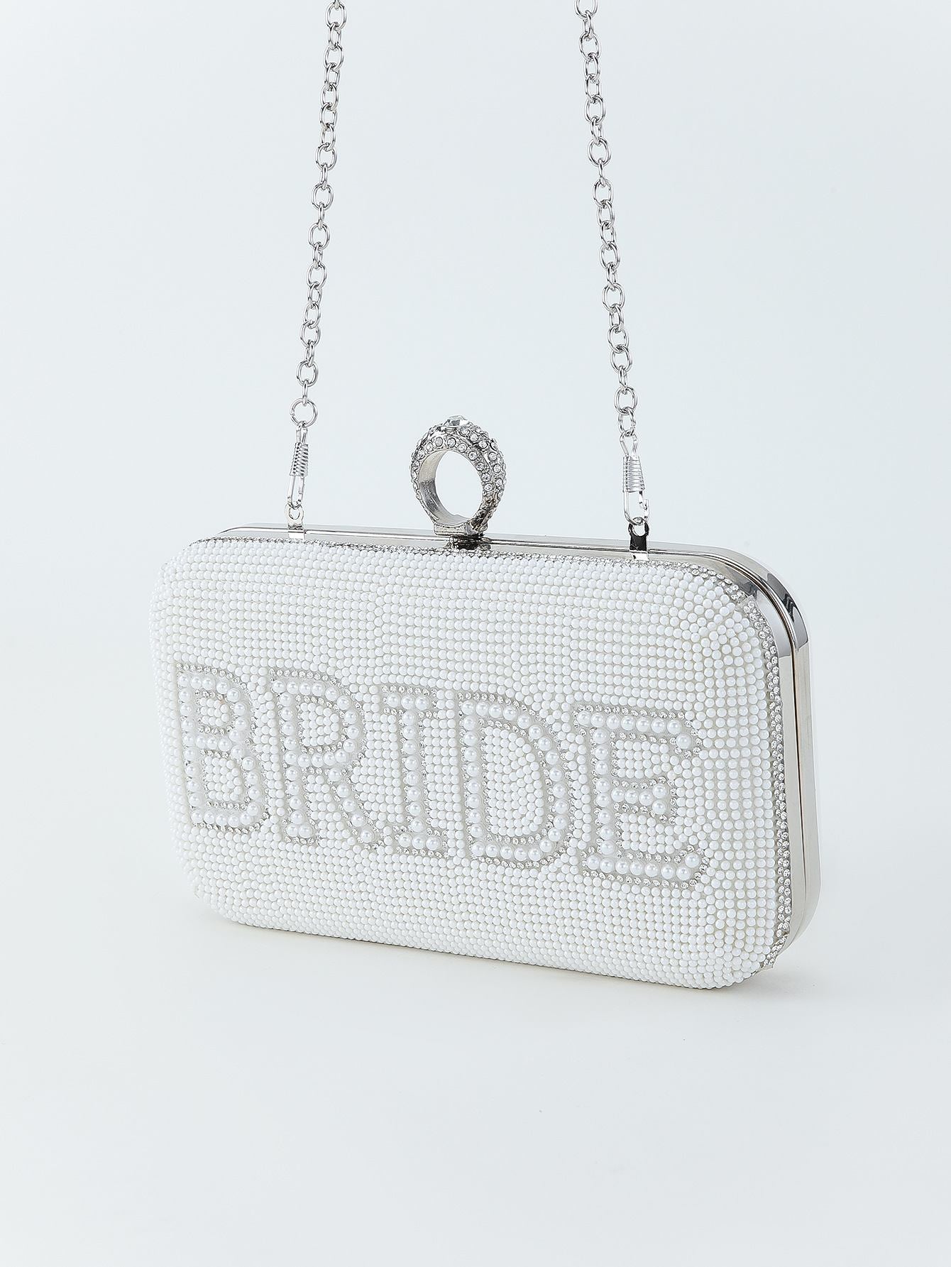 Bride To Be Sequin Clutch - White/Silver