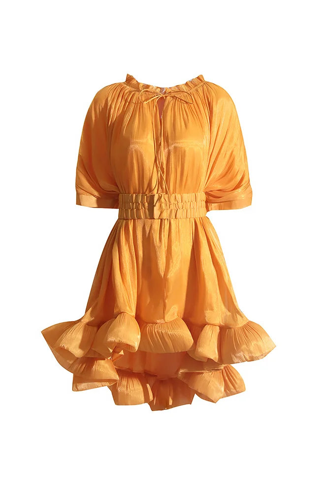 Eartha Cape-effekt Ruffle Mini Dress