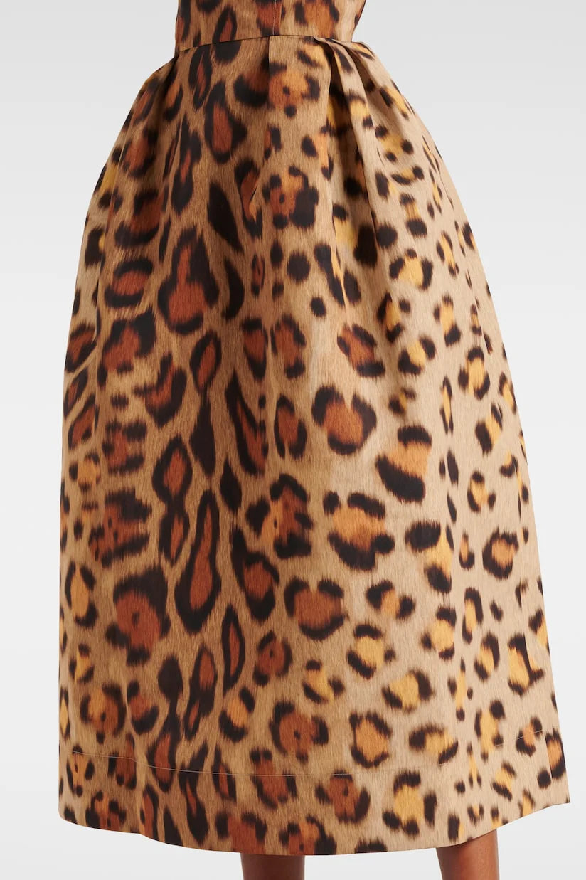 Robe bustier mi-longue à imprimé animalier