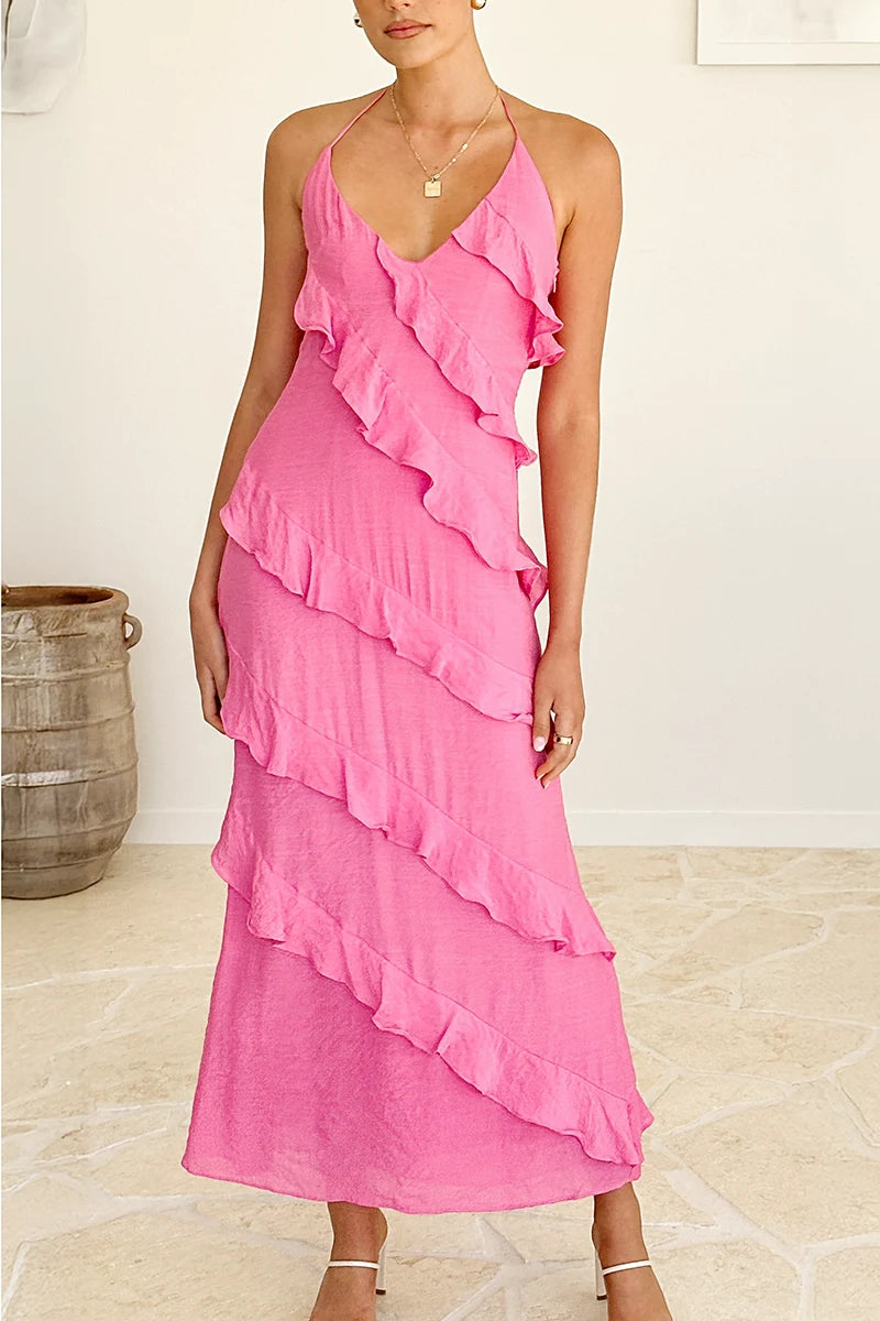 Robe longue Sophia - Rose vif