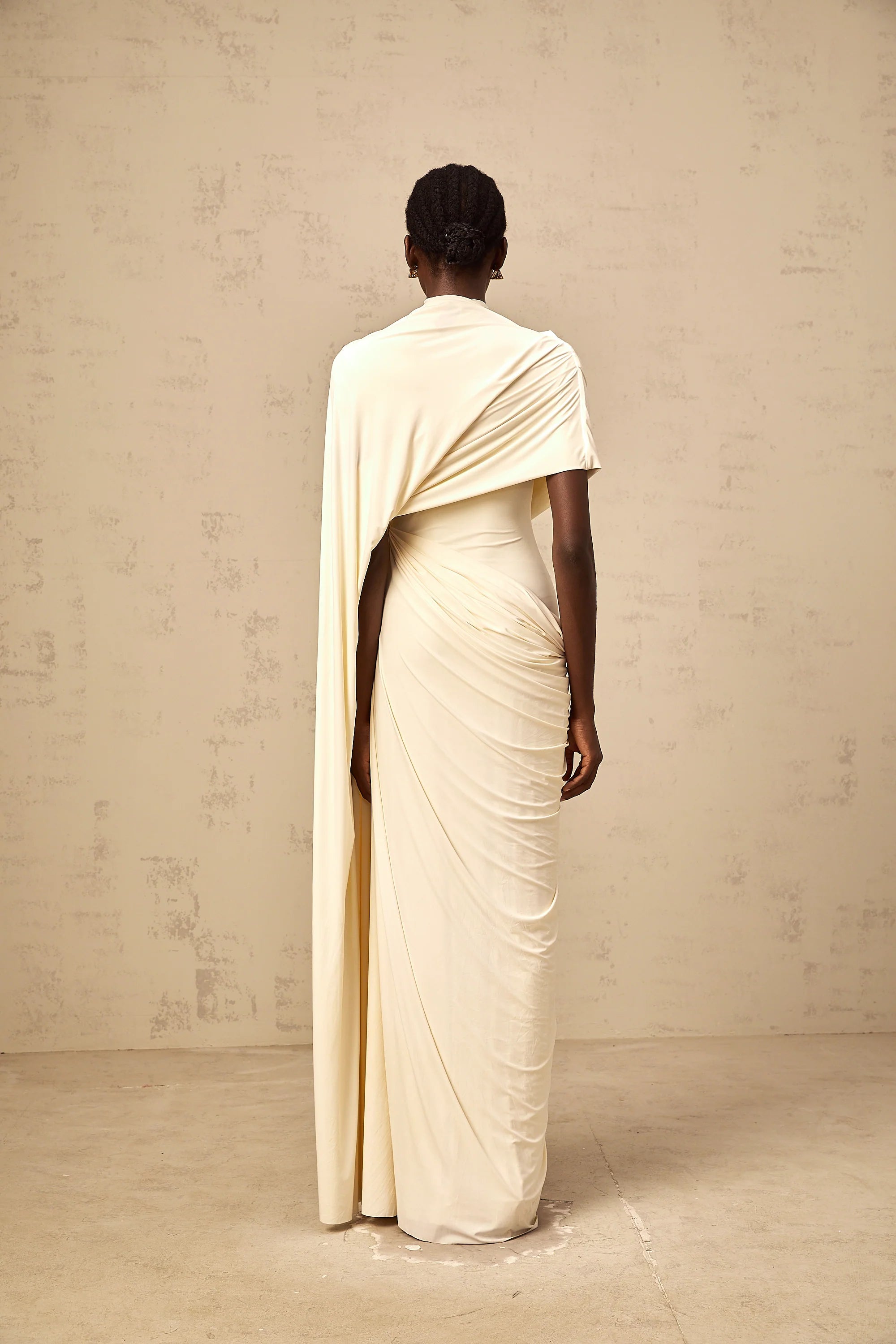 Elegant Draped High Neck Maxi Dress