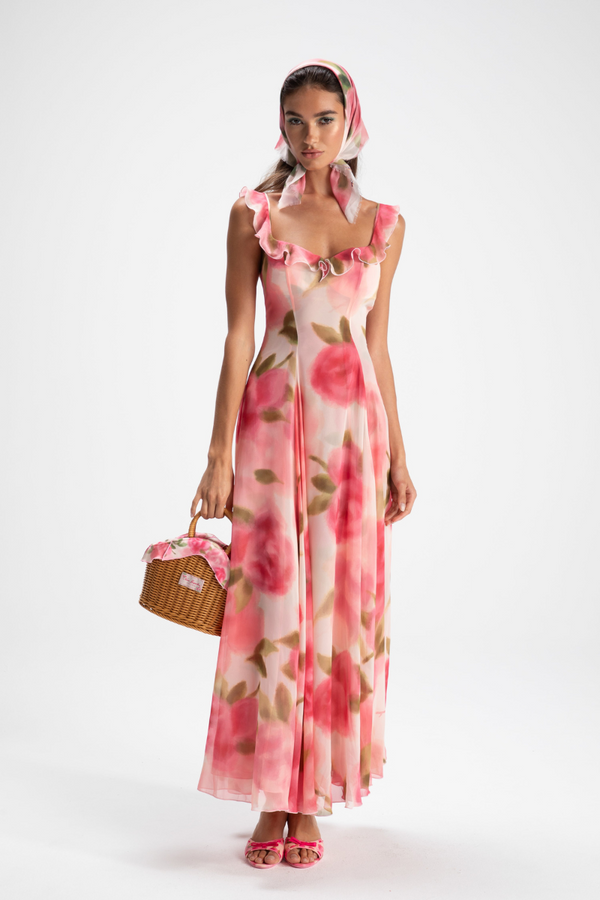 Renée Blummen Ruffle Maxi Kleed