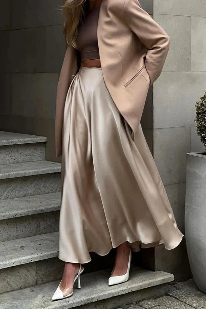 Aubrey satin midi nederdel