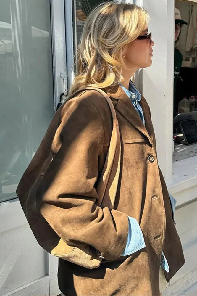 Blazer en cuir suédé