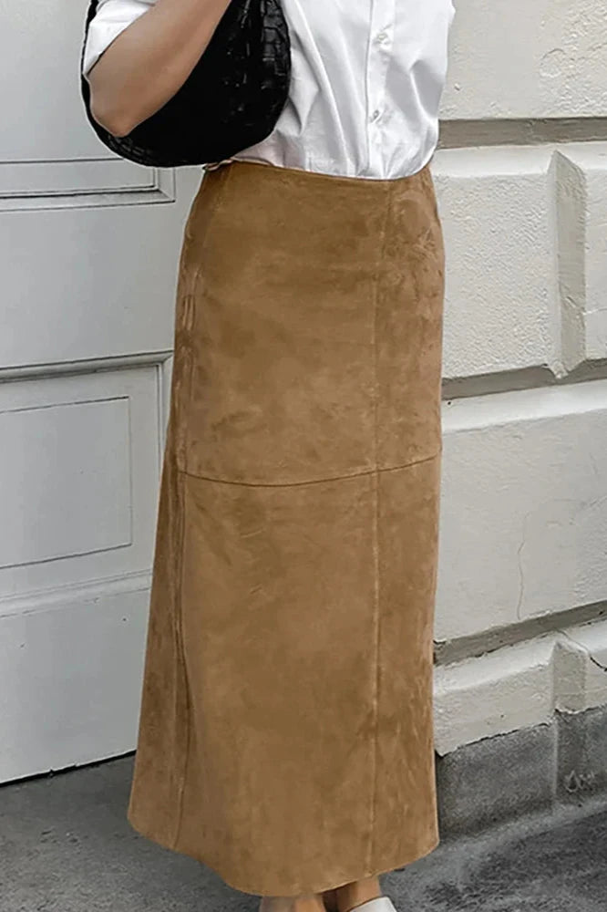 Autumn Maxi Suede Skirt