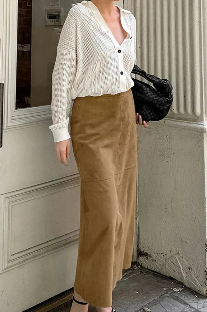 Autumn Maxi Suede Skirt