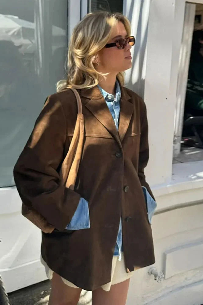 Blazer en cuir suédé