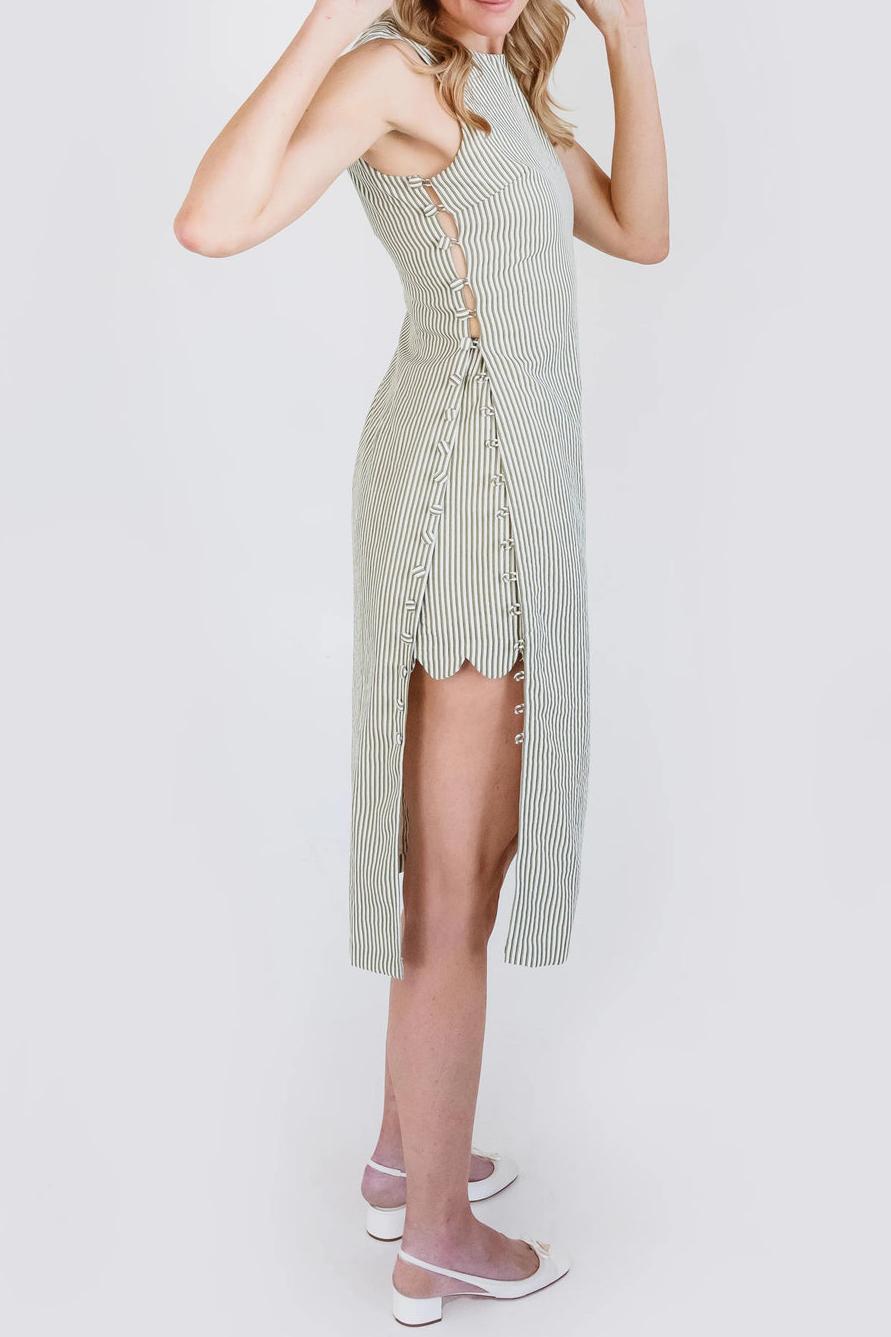 Seersucker Olive Midi Tunic Shorts Sets