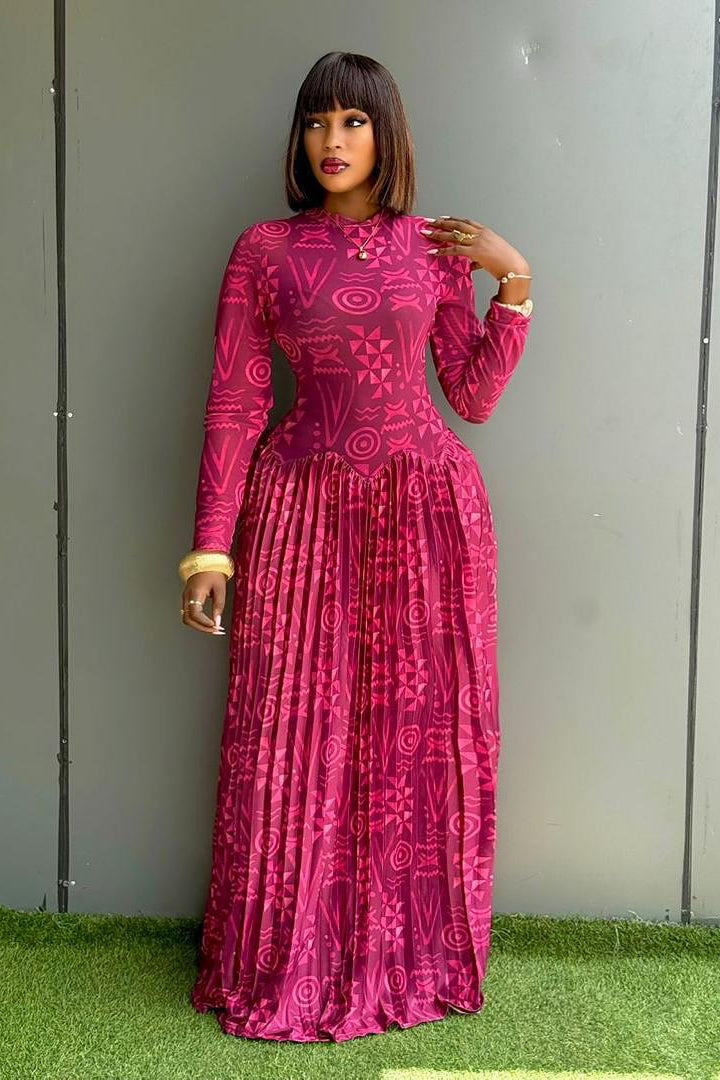 Betty Rosa Pink Polka Dot V-Neck Drape Midi Dress
