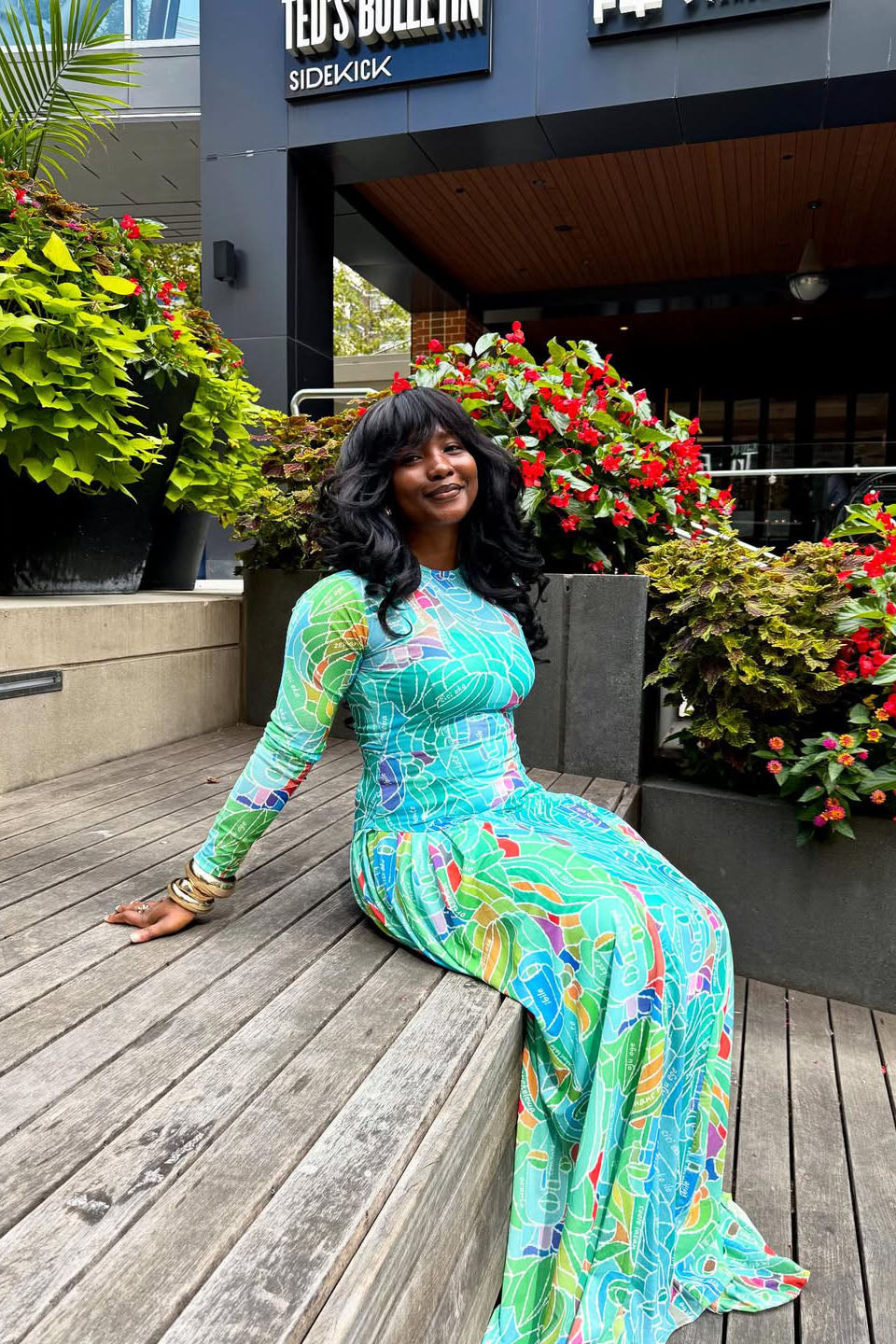 Vibrant Geo Print Maxi Dress