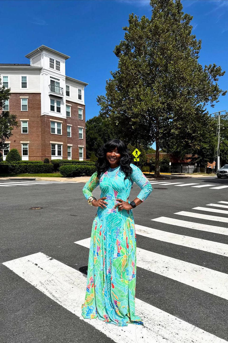 Vibrant Geo Print Maxi Dress