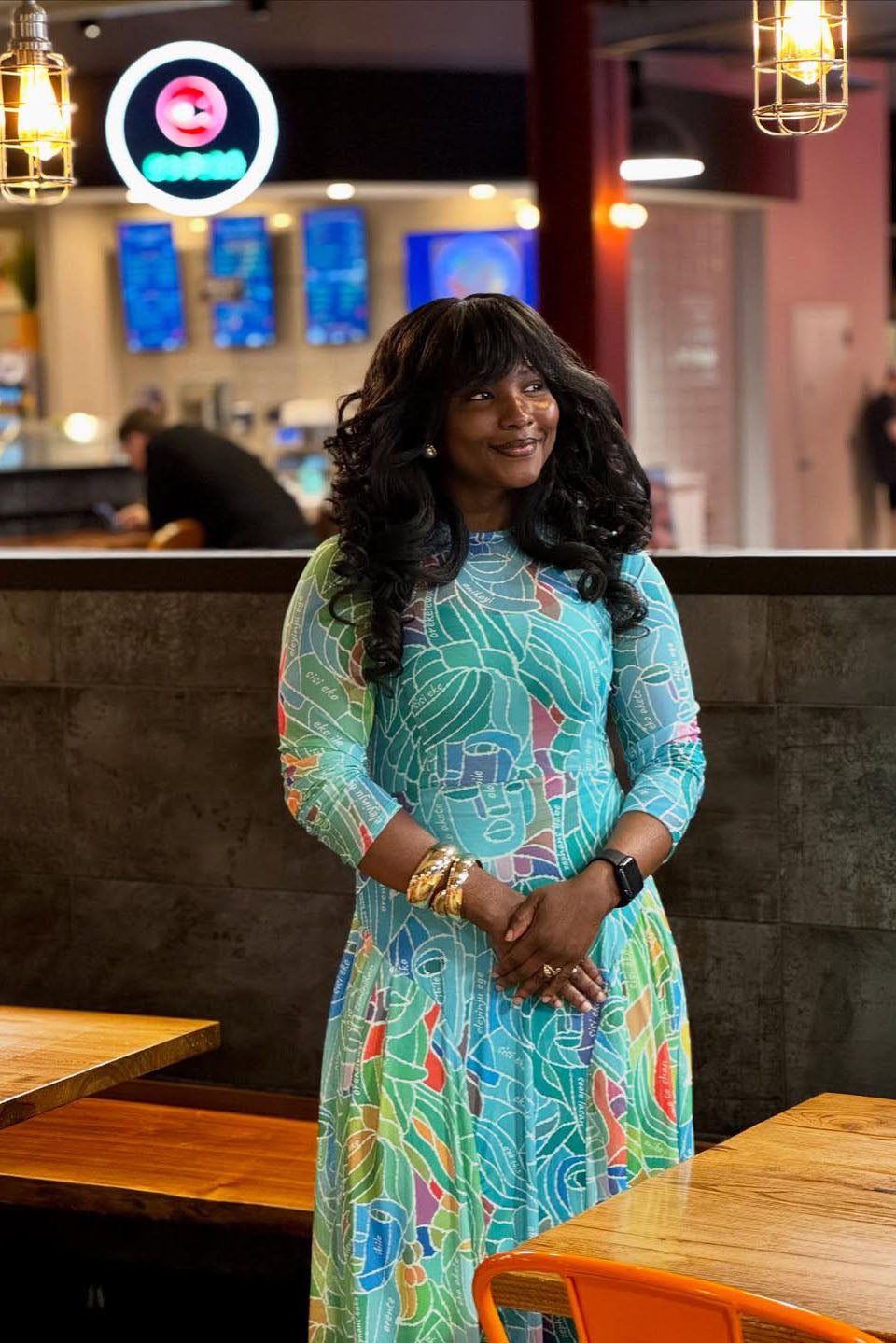 Vibrant Geo Print Maxi Dress