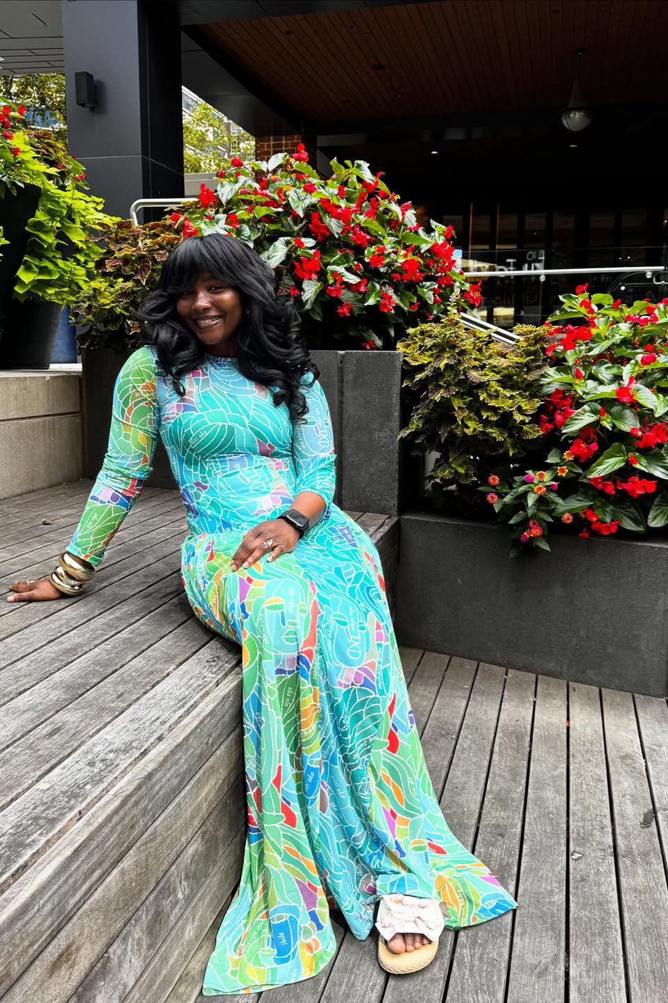 Vibrant Geo Print Maxi Dress