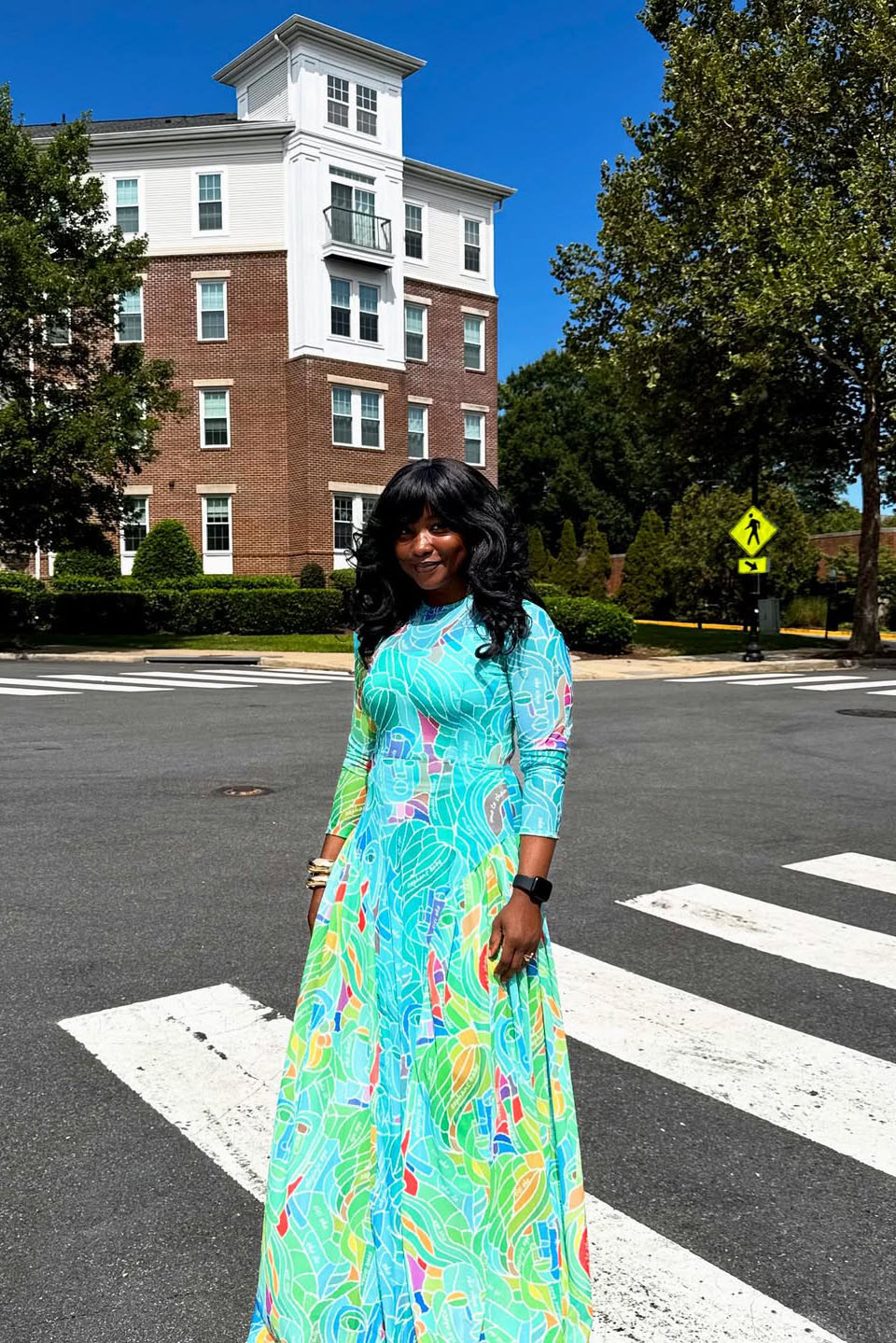 Vibrant Geo Print Maxi Dress