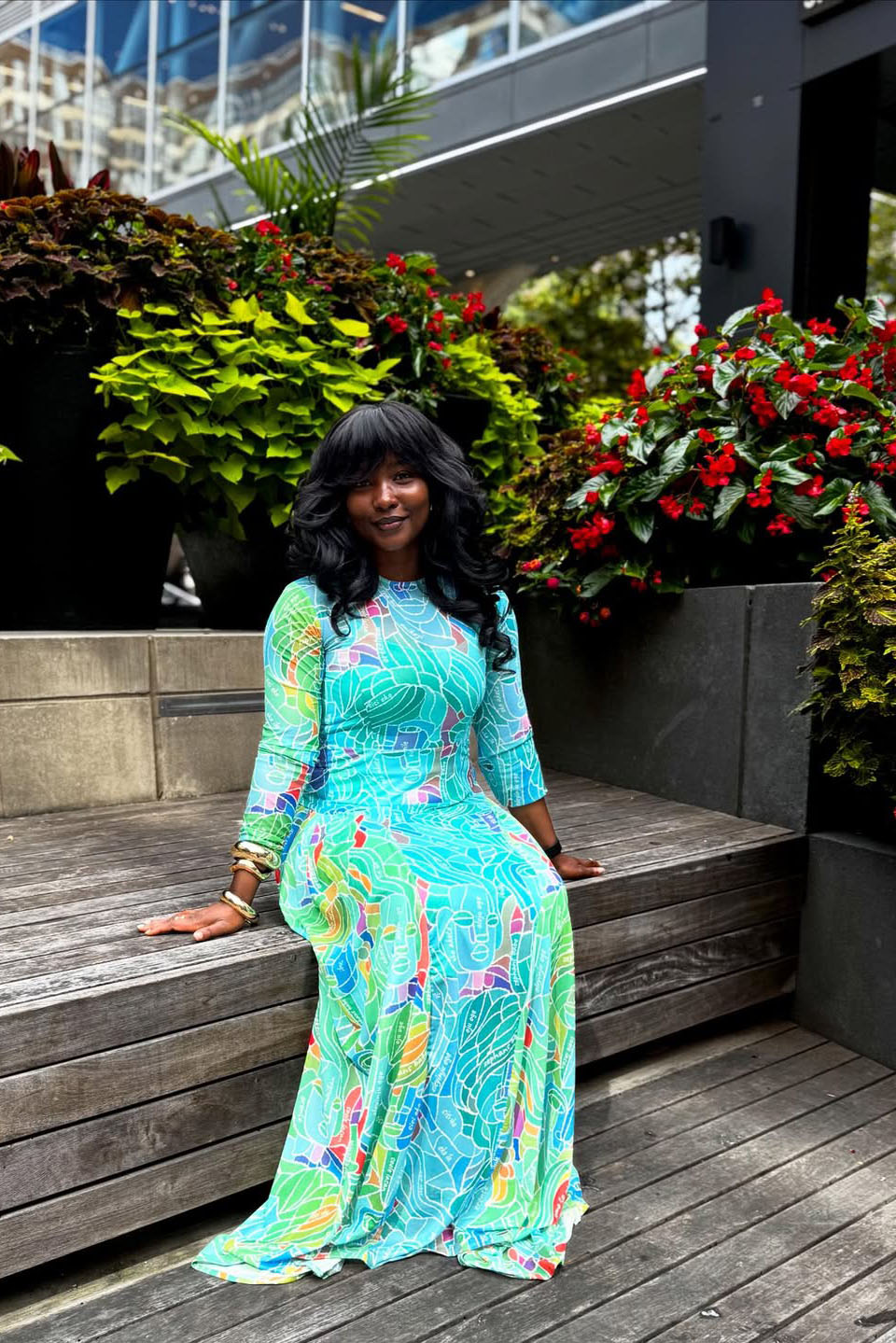 Vibrant Geo Print Maxi Dress