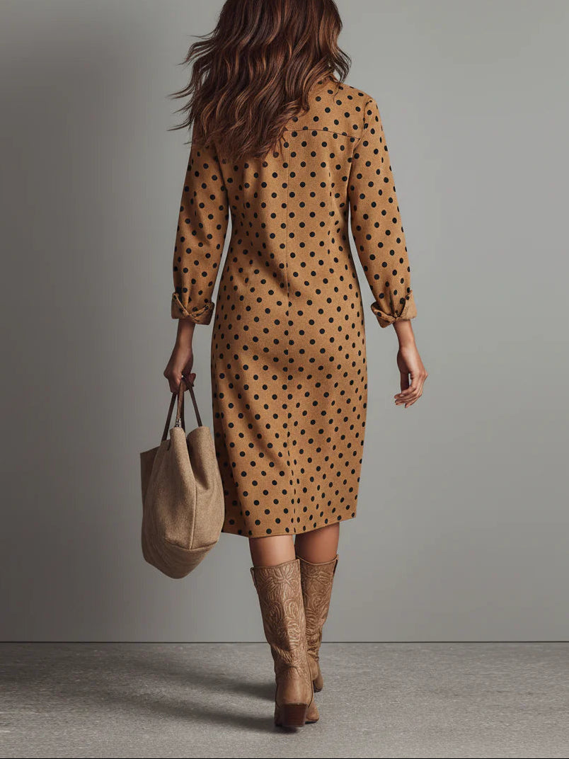 Midikleid aus Kunstwildleder mit Polka-Dots
