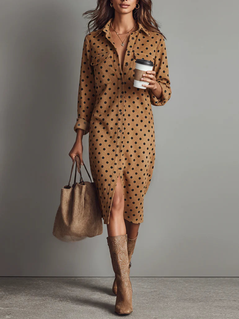 Midikleid aus Kunstwildleder mit Polka-Dots