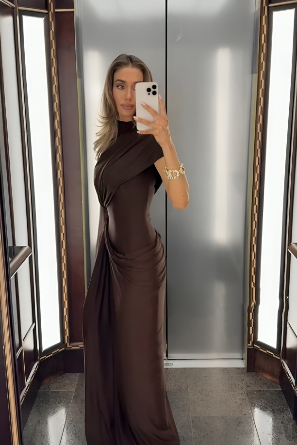 Brownie Cape Maxi Dress