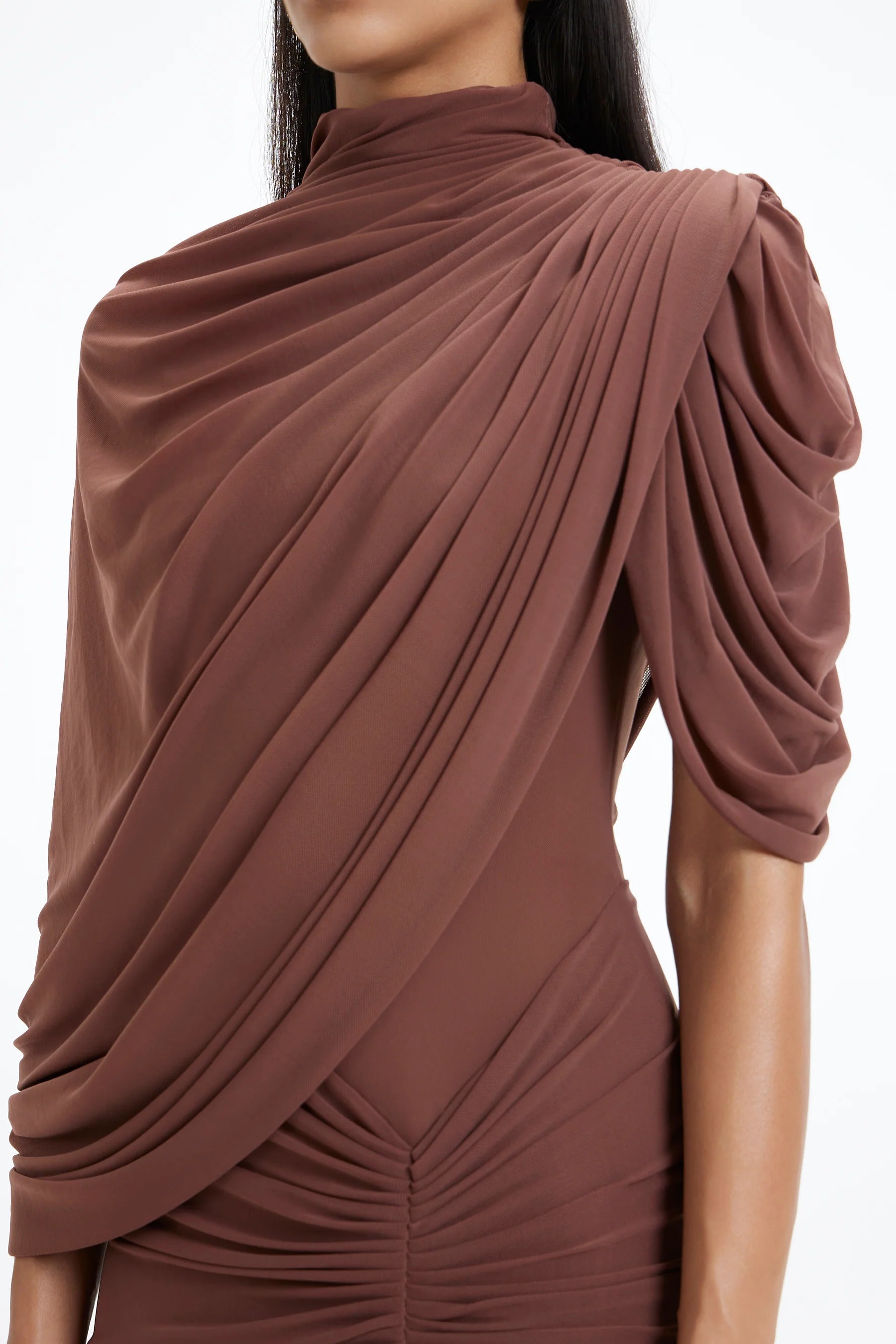 Timeless Asymmetrical Mocha Luxe Dress