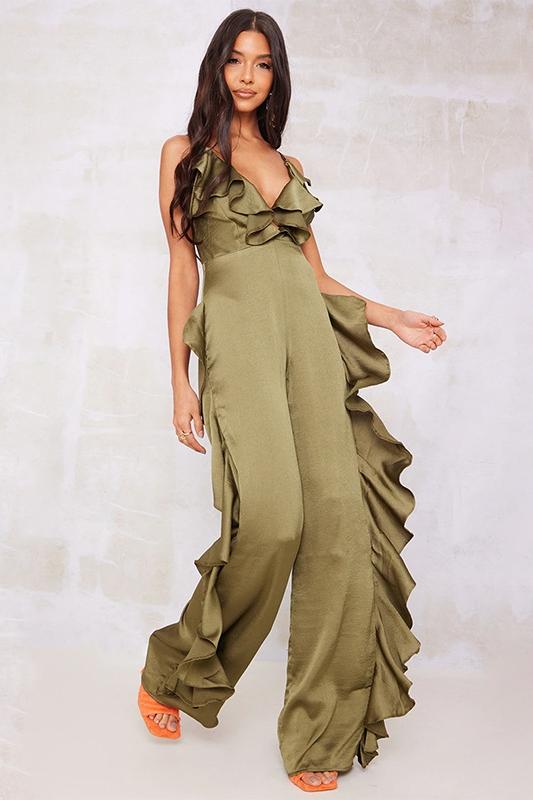 Agnes Ruffle V-neck Jumpsuit-Sunfere