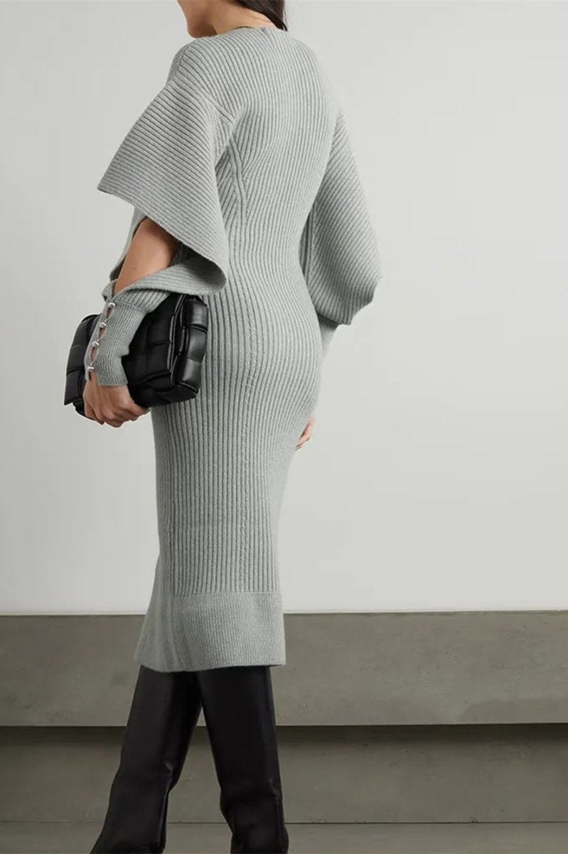 Alberta Cut-out Batwing Sleeve Midi Knit Klänning